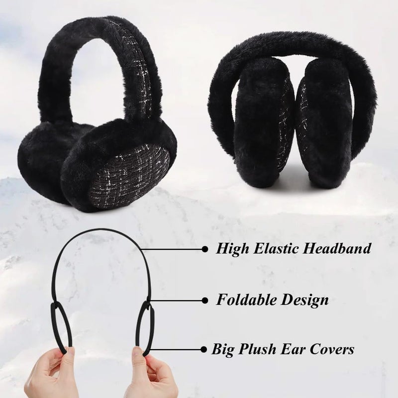 Peecabe Winter Women Earmuffs Faux Fur Girls Ear muffs Warm Unisex Kids Ear Covers Foldable Outdoor Boy Ear Warmers for Women - Image 2
